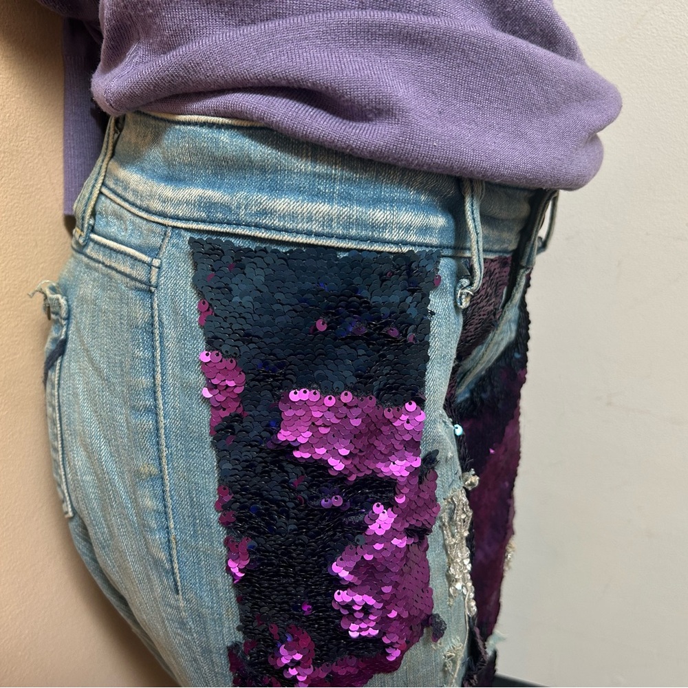 Sequin Patchwork Jeans - image 6